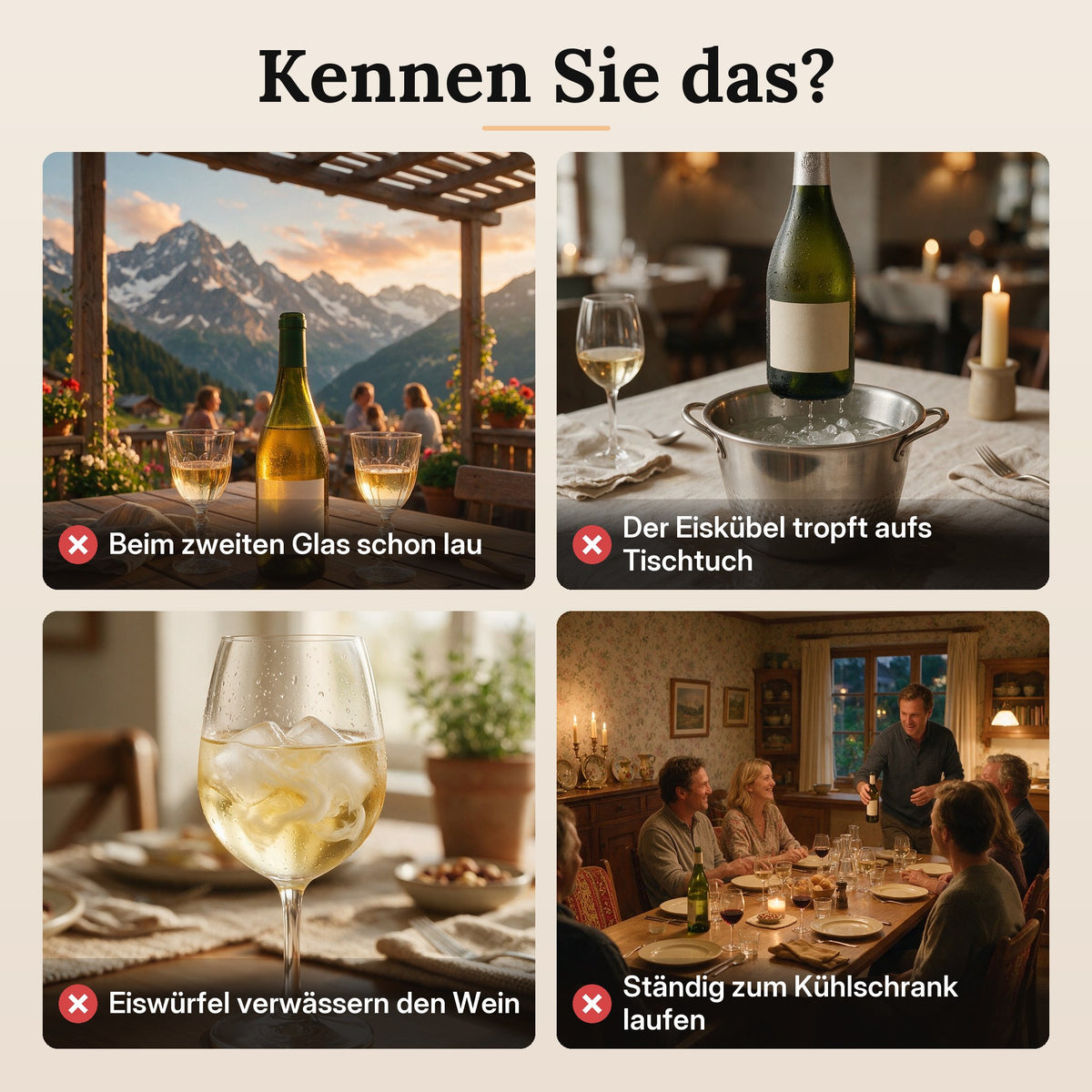 Beim zweiten Glas ist der Weisswein schon lau.